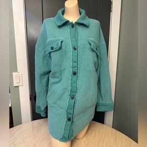 Free People Ruby Jacket Washed Shacket Women’s Size M Oversized Boho Teal